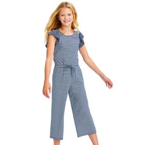 Girls Vineyard Vines Navy Feeder Stripe Edgartown Ruffle Jumpsuit Size 16